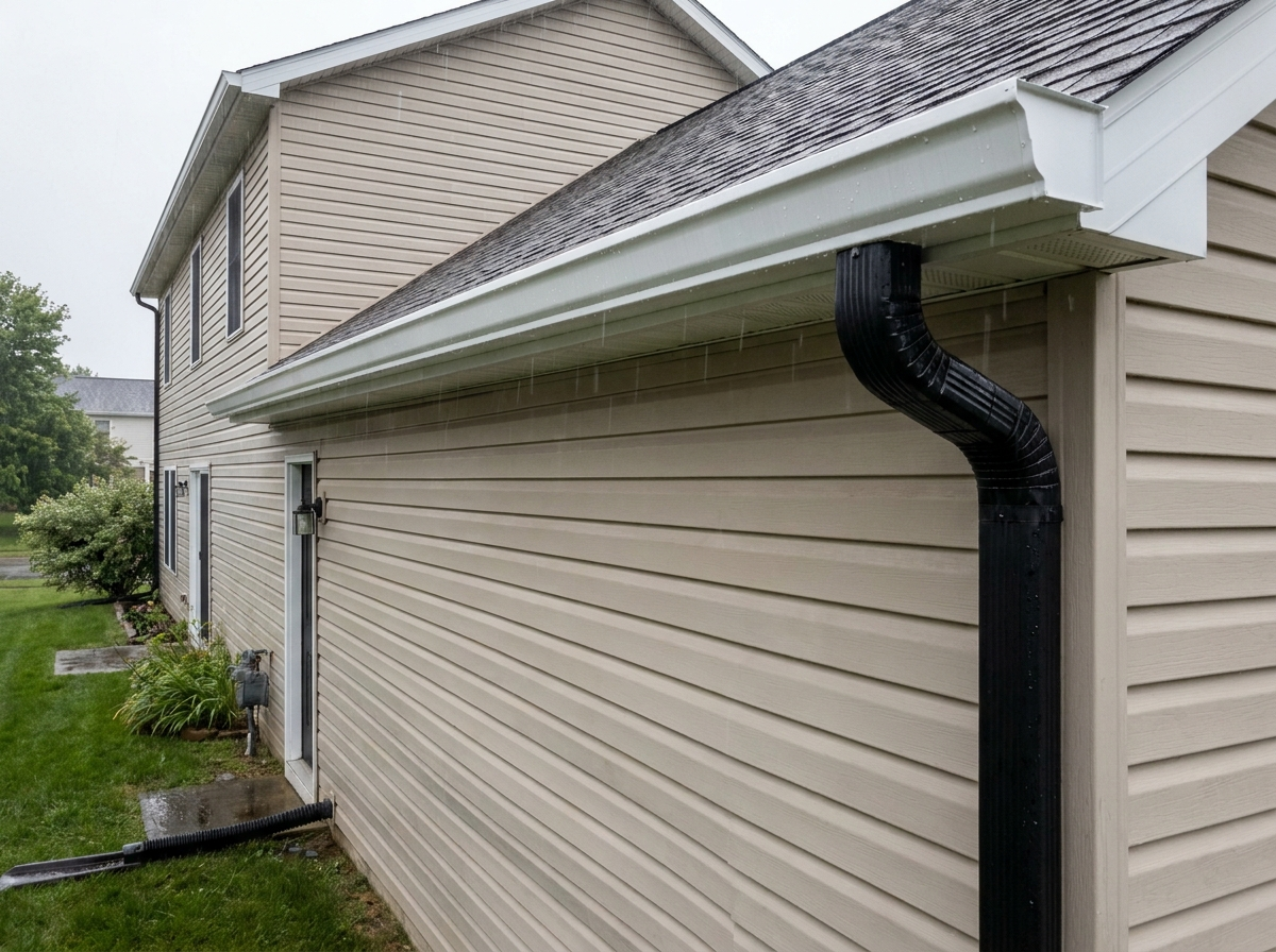 Clean seamless gutter on the same house